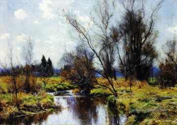 Arbres de paysage de ruisseau d’automne Peinture à l'huile